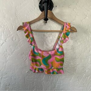 Show Me Your MuMu x Barbie Seaside Ruffle Swim Top